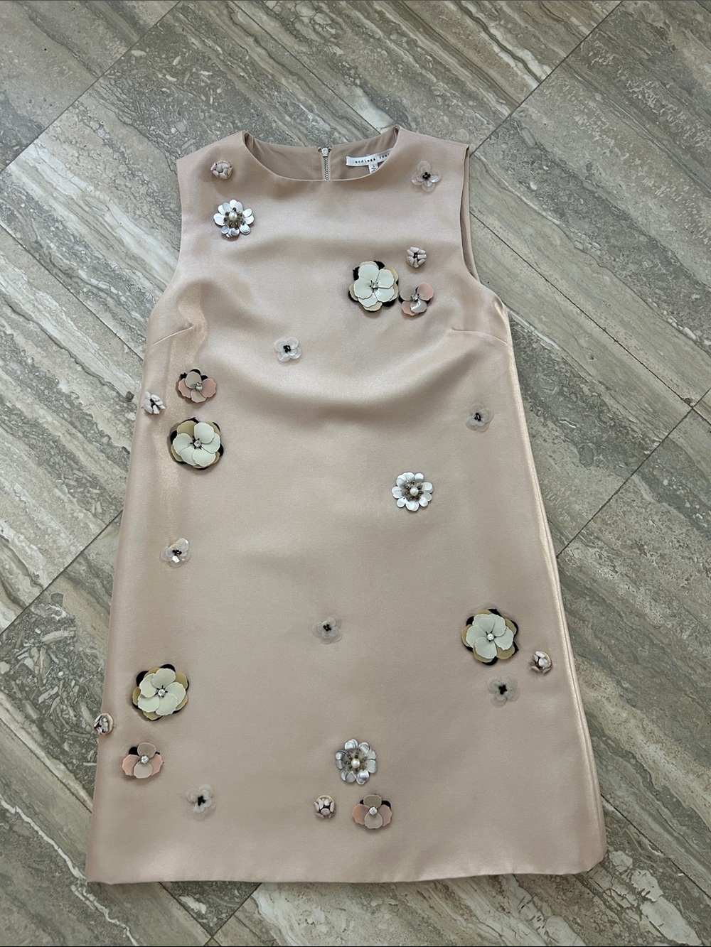 Blush Pink Floral Appliqué Shift Dress size small